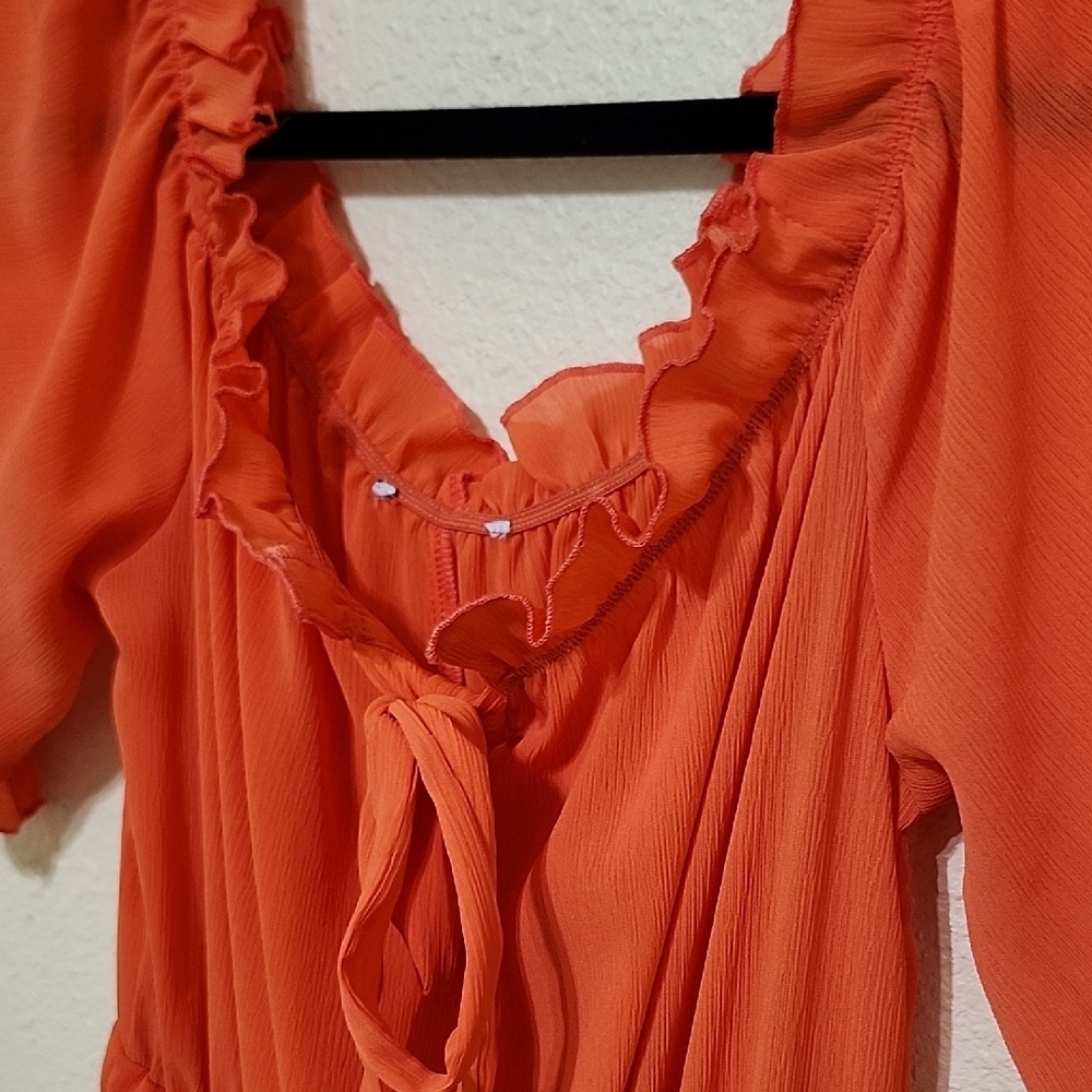 Pink Ruffled Tie Front Mini Sundress - Picture 7 of 12